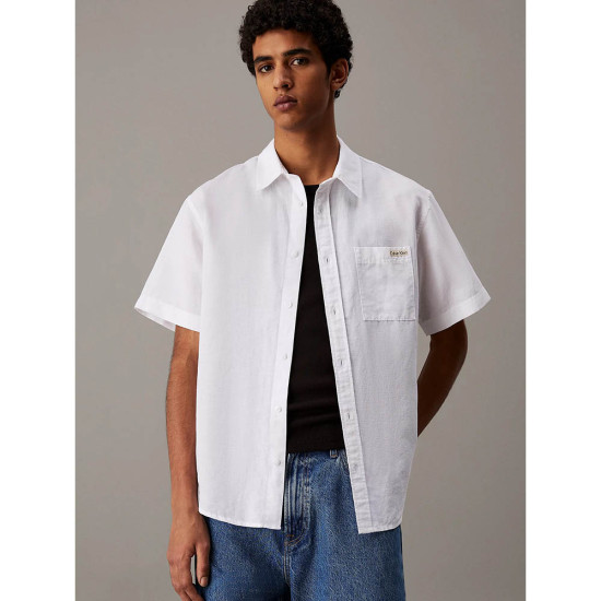 Calvin Klein Ανδρικό πουκάμισο Linen Cotton Short Sleeve Shirt